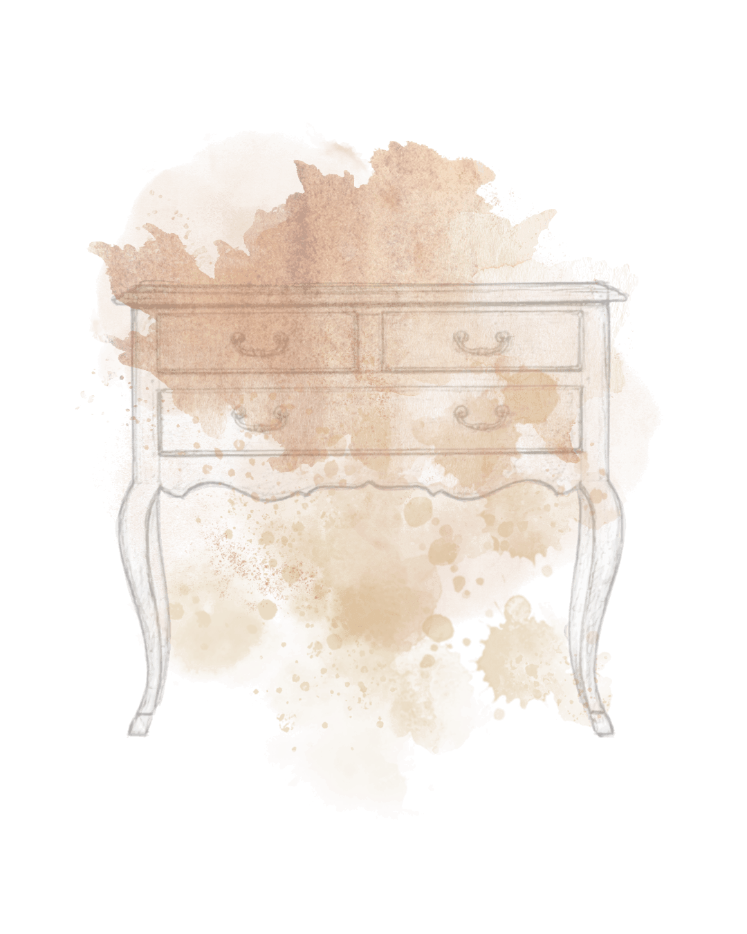 Illustrazione di un comò antico in legno